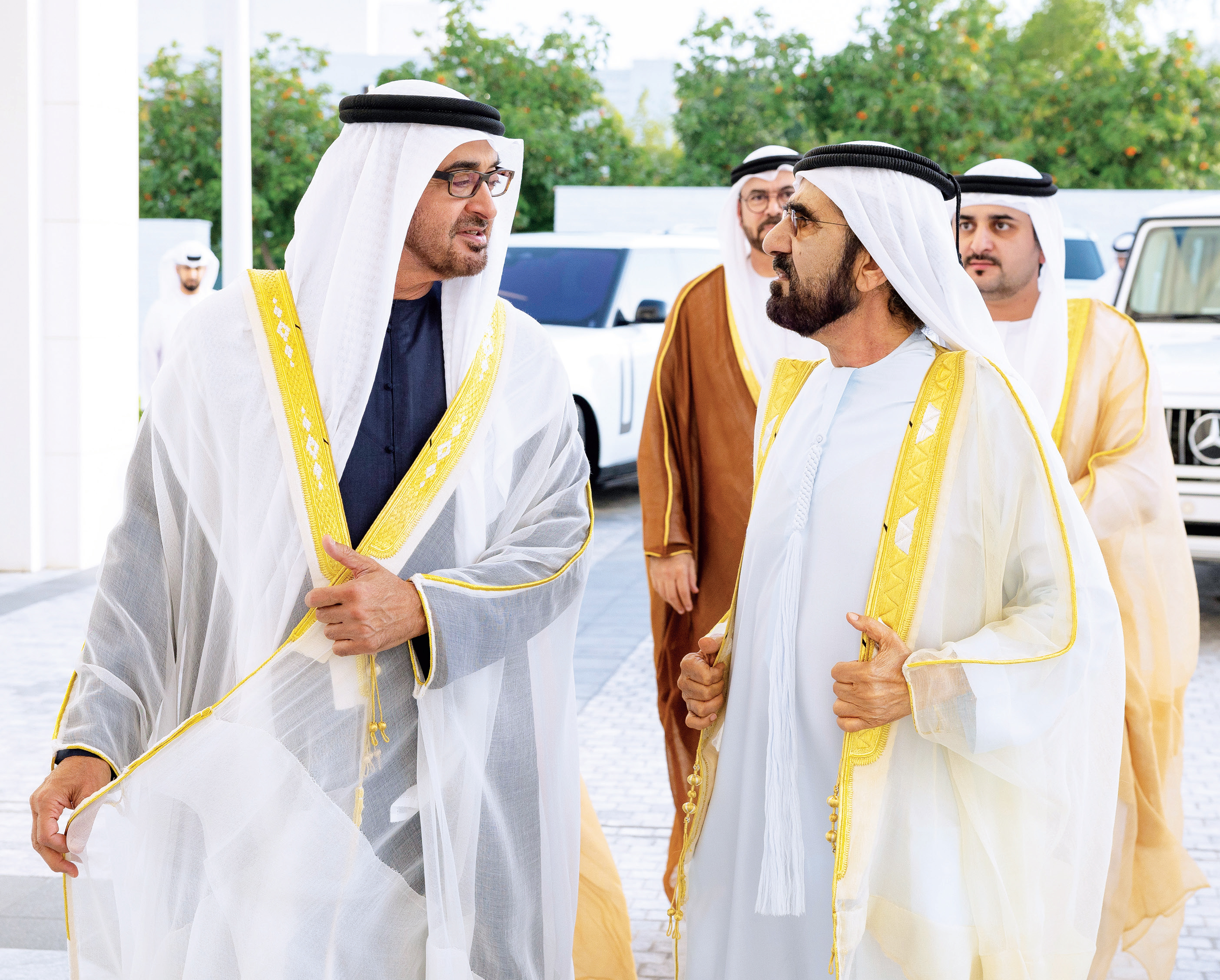 "محمد بن زايد ومحمد بن راشد ومكتوم بن محمد ومحمد القرقاوي"