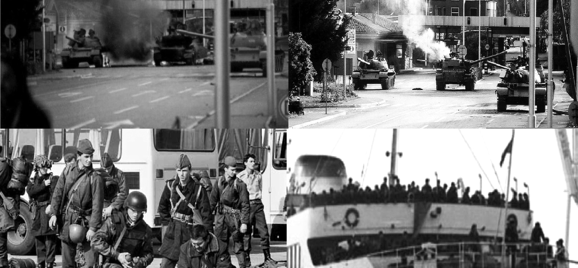 "1991 انسحاب آخر جندي صربي من سلوفينيا وإعلان استقلالها بعد حرب الأيام العشرة بين صربيا وسلوفينيا."