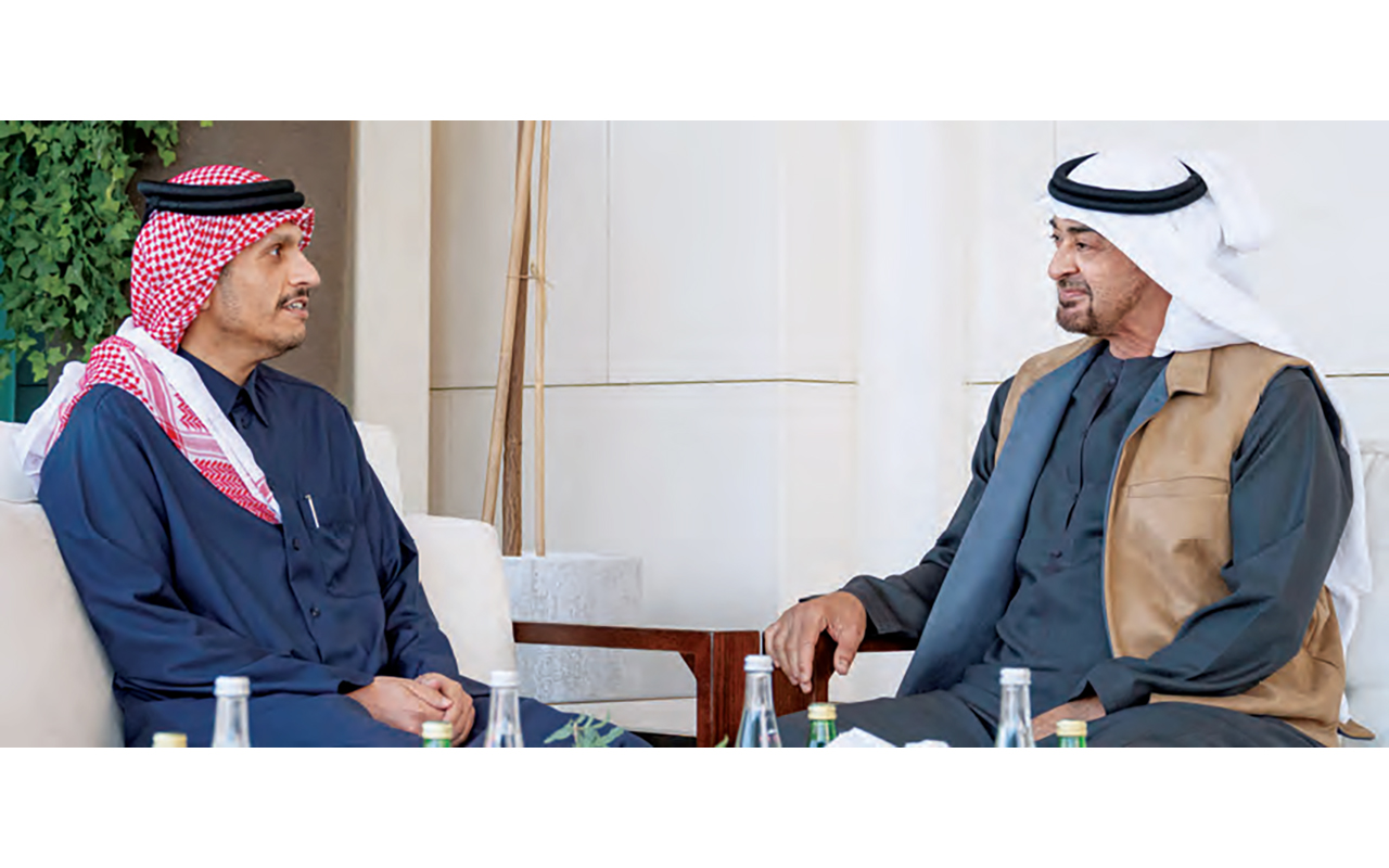 "محمد بن زايد مستقبلاً رئيس الوزراء وزير الخارجية القطري | وام"