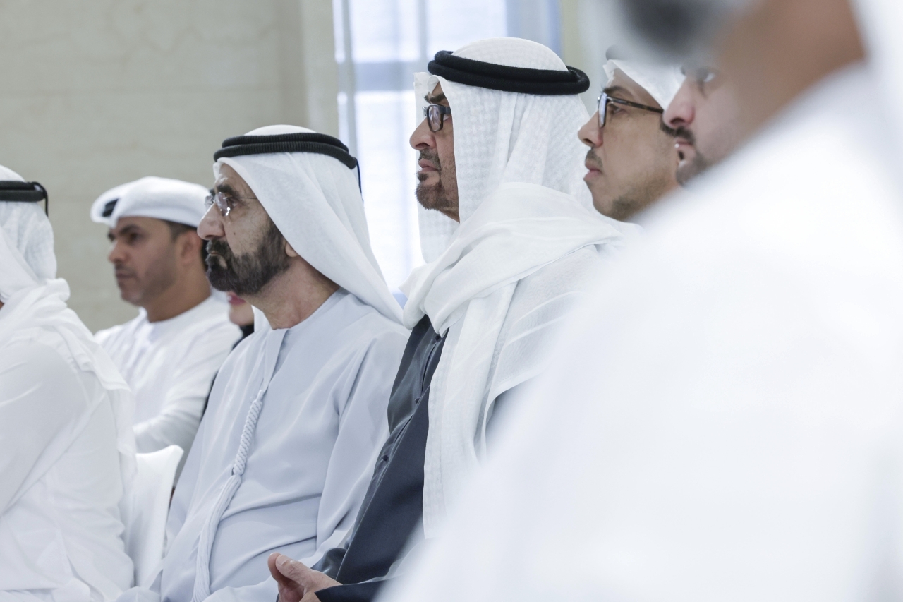 "محمد بن زايد ومحمد بن راشد ومنصور بن زايد ومكتوم بن محمد"