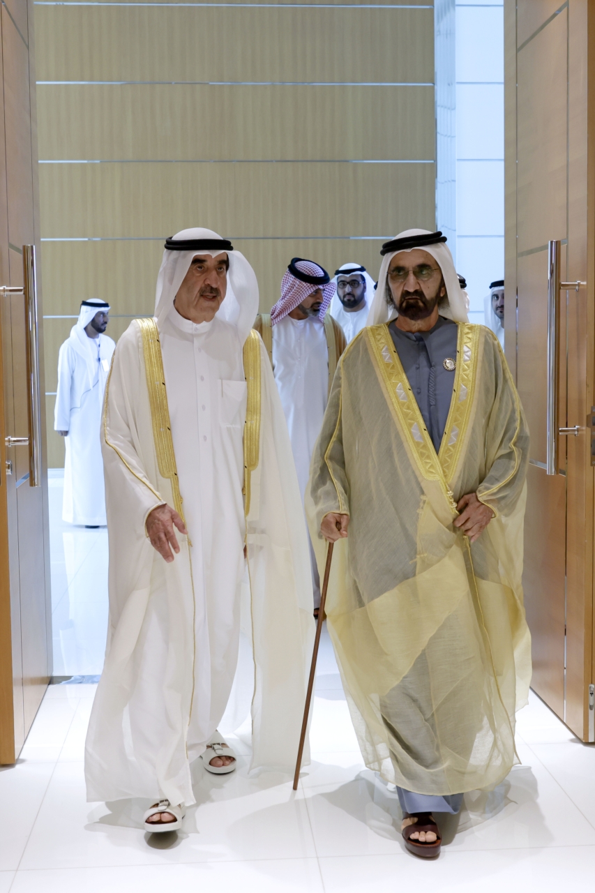 "محمد بن راشد وسعود المعلا ومكتوم بن محمد وعمار النعيمي وراشد بن سعود تصوير: خليفة اليوسف"