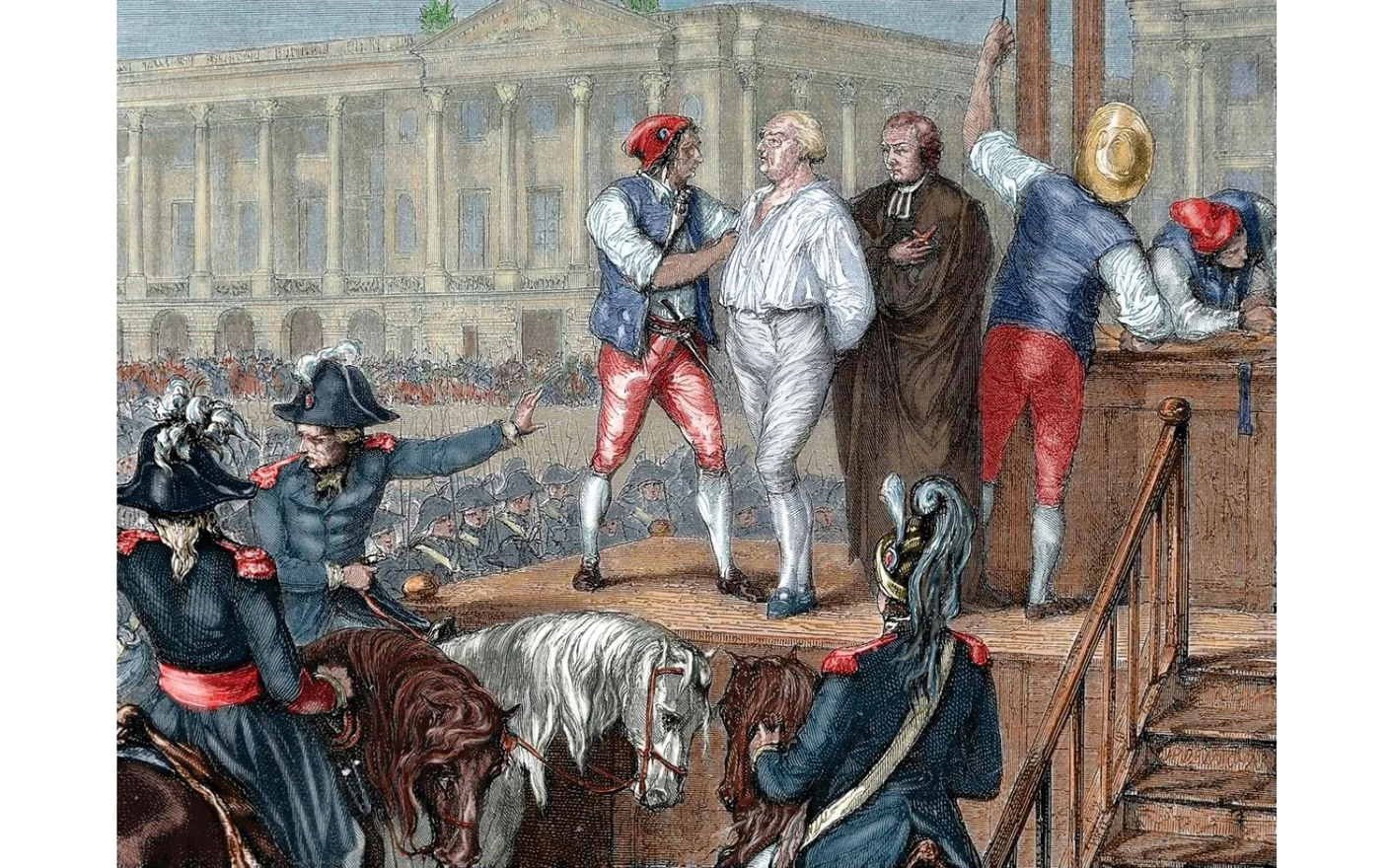 "1793 إعدام الملك لويس السادس عشر على يد الثوار الفرنسيين باستخدام المقصلة."