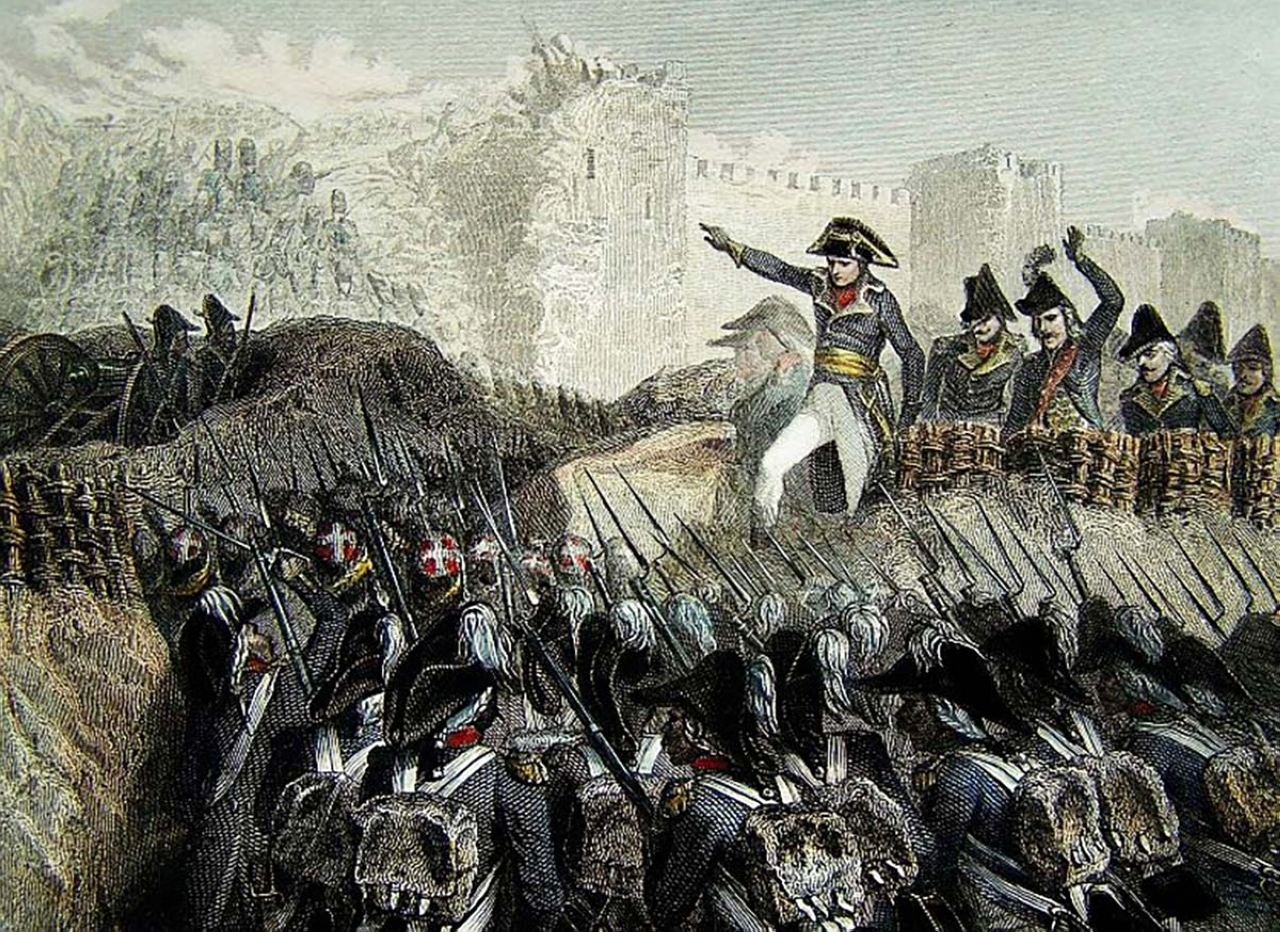 "1799 الجيش الفرنسي بقيادة نابليون بونابرت يحاصر عكا ويفشل 7 مرات في اقتحام أسوارها."