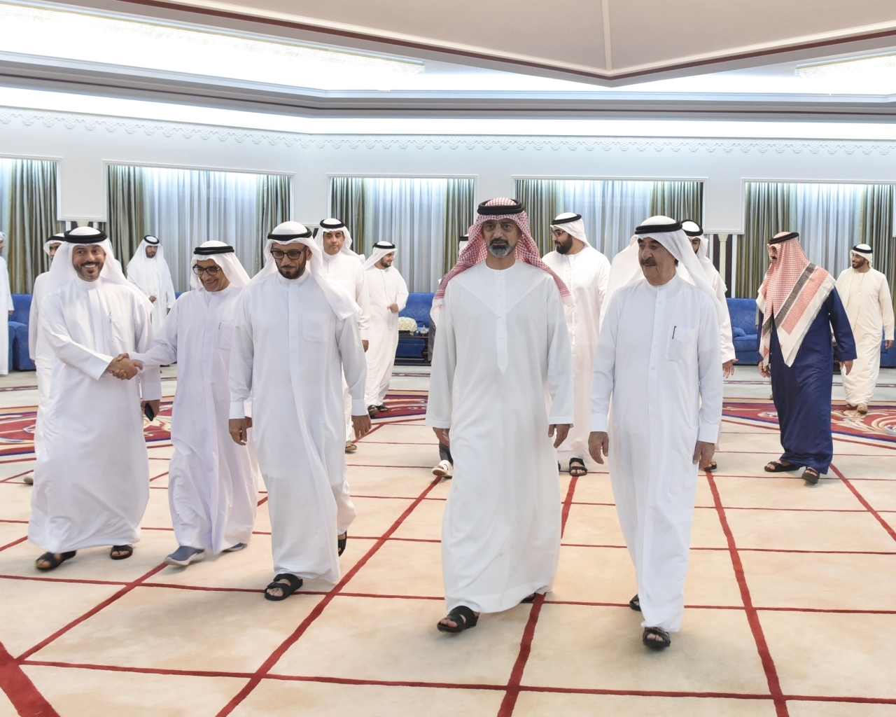 "سعود المعلا مستقبلاً عمار بن حميد بحضور راشد بن سعود ومحمد المري ويوسف النعيمي | وام"