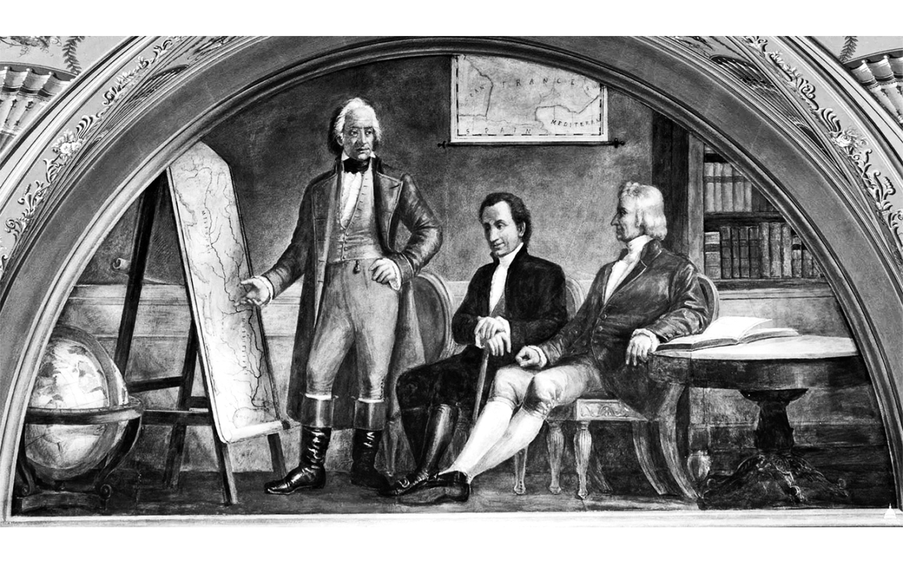 "1798 إسبانيا تتنازل لأمريكا عن إقليم مسيسبي، وهو الجزء الجنوبي من ولايتي مسيسبي وألباما الآن"