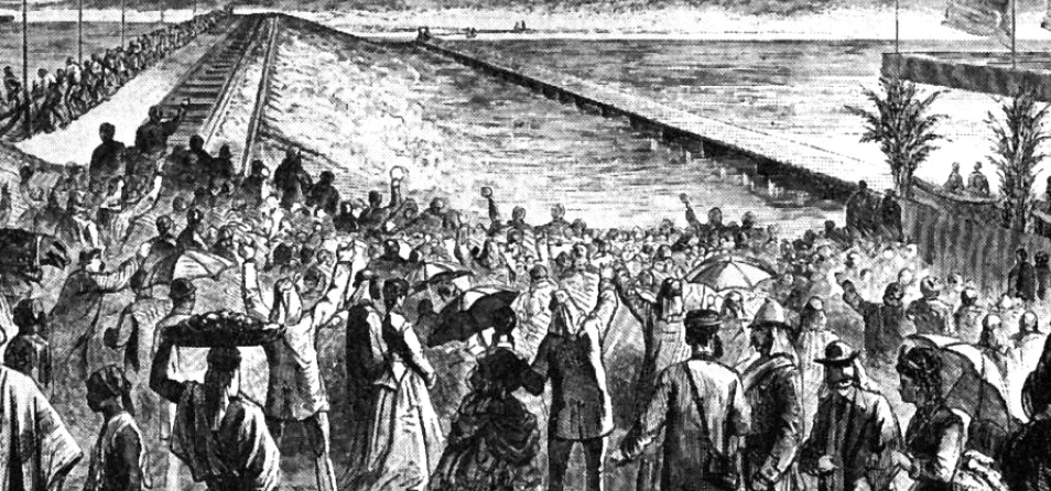 "1859 بدء أعمال الحفر في قناة السويس بين البحر الأبيض المتوسط والبحر الأحمر."