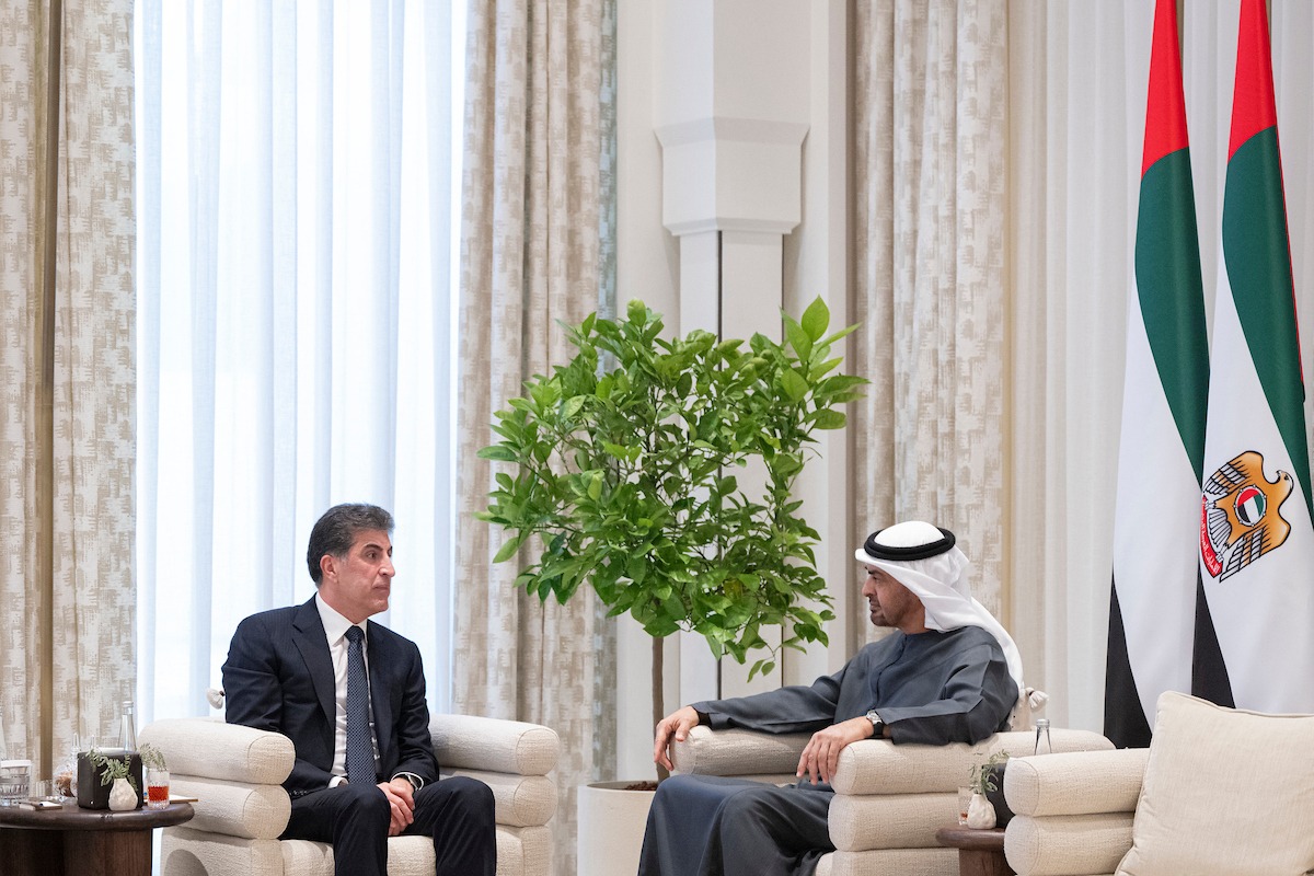 "رئيس الدولة ورئيس إقليم كردستان العراق خلال اللقاء"