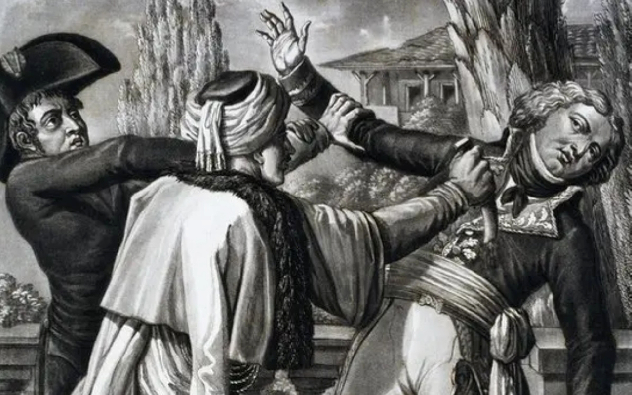 "1800 الفرنسيون يعدمون الطالب سليمان الحلبي لقيامه باغتيال قائدهم الجنرال كليبر."