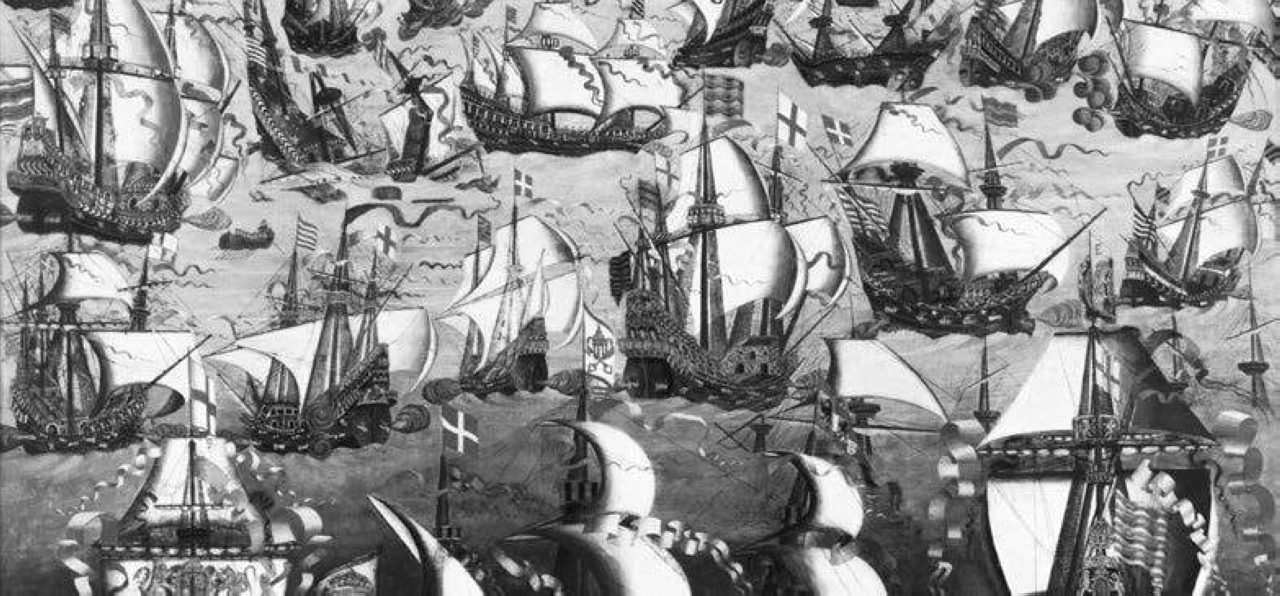 "1588 هزيمة أسطول الأرمادا الإسباني البحري أمام الأسطول البحري الإنجليزي."