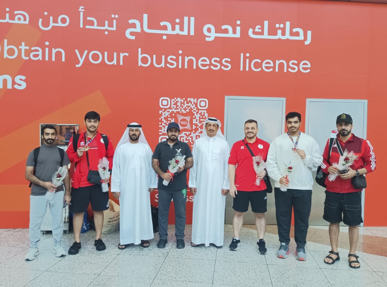 استقبال الأبطال بمطار الشارقة - من المصدر