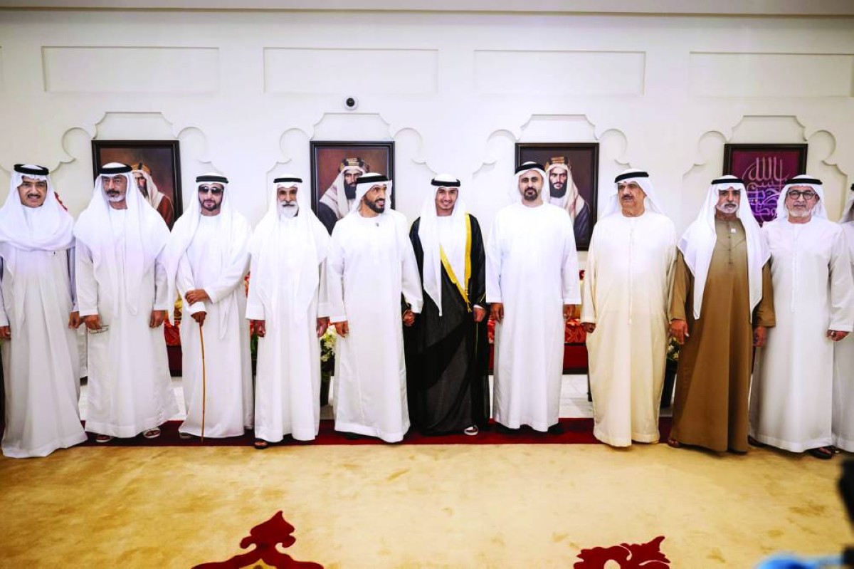 نهيان بن زايد وذياب بن محمد ونهيان بن مبارك خلال الحفل