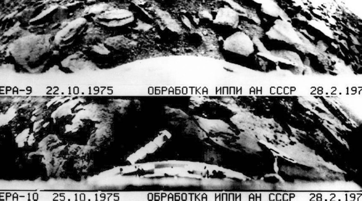 1975 المحطة الفضائية السوفييتية تنجح في الهبوط على سطح كوكب الزهرة وترسل صوراً من هناك.