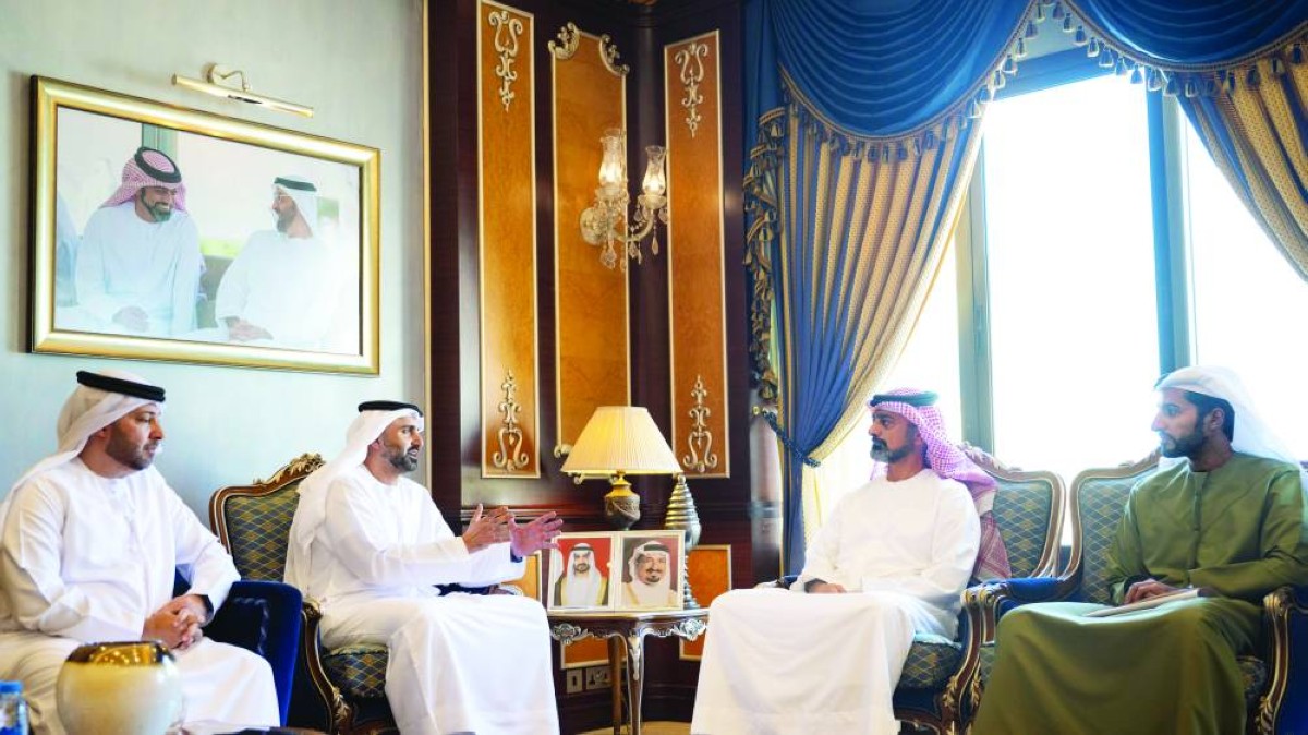 ولي عهد عجمان خلال الاستقبال بحضور راشد بن حميد