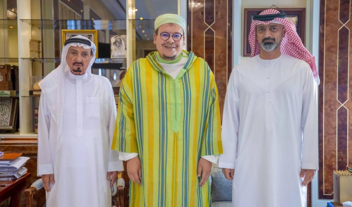 حميد النعيمي وعمار بن حميد خلال استقبال عمر القزابري