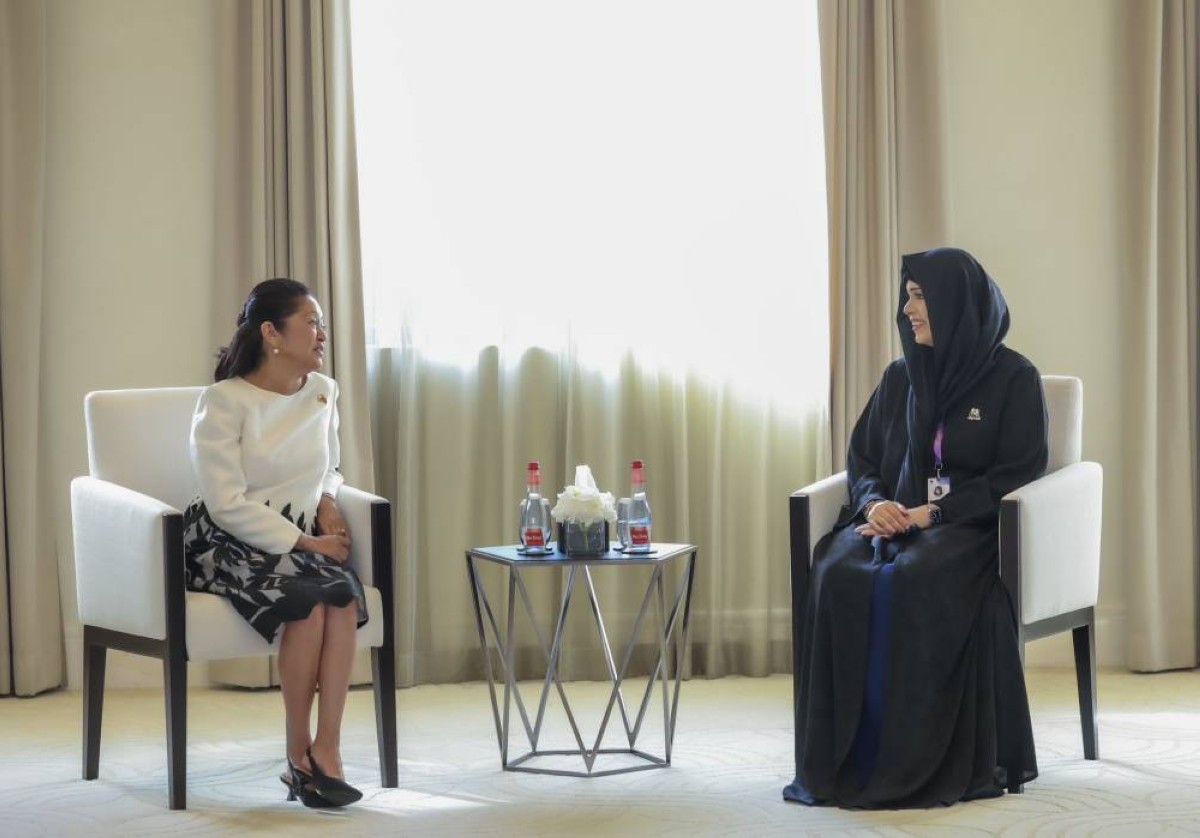 لطيفة بنت محمد خلال استقبالها لويز أرانيتا ماركوس
