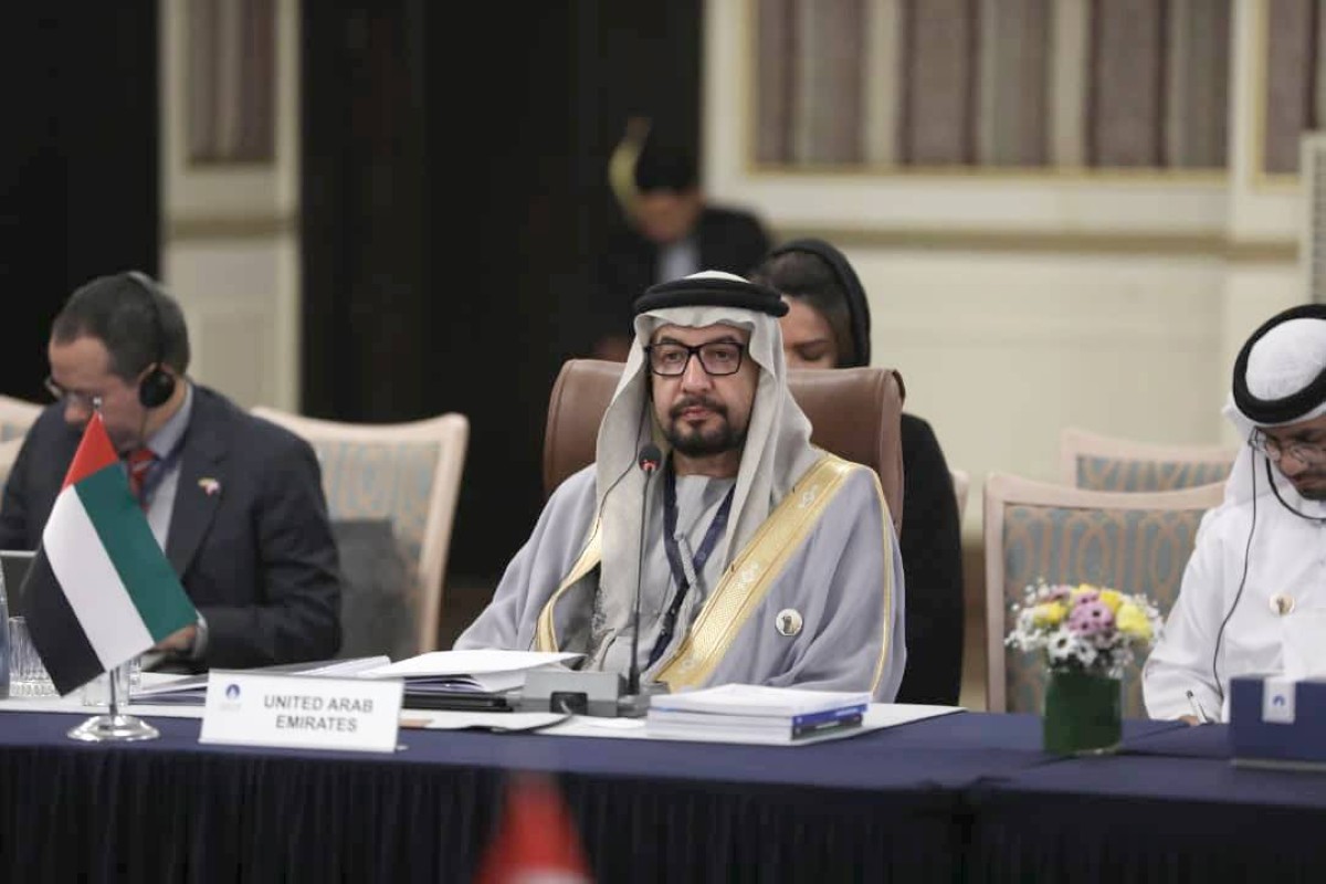 سيف الزعابي خلال الاجتماع في طهران