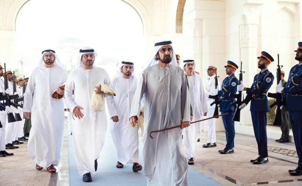  محمد بن راشد خلال المراسم بحضور مكتوم بن محمد ومحمد القرقاوي وسلطان السبوسي 