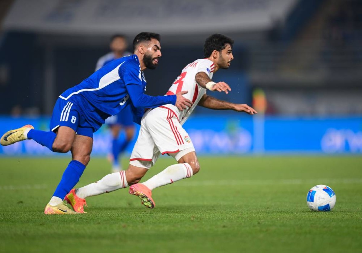 جانب من مباراة الإمارات والكويت