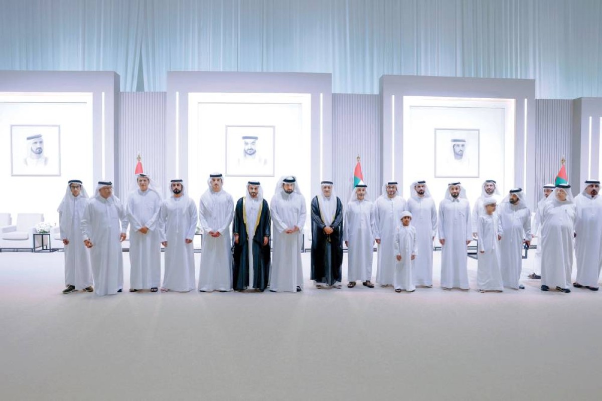 أحمد بن محمد ومحمد بن راشد بن محمد وحميد وسعيد القطامي والعريس وجانب من حضور الحفل
