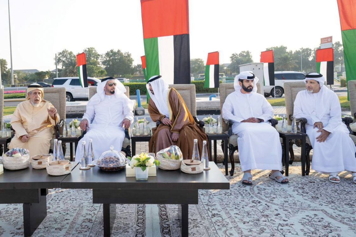 سيف بن زايد خلال حفل الاستقبال |