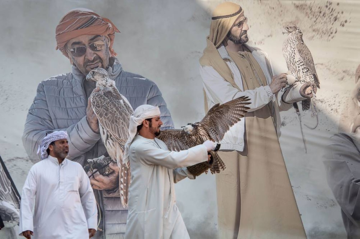 نخبة الصقارين يشاركون في منافسات الكأس الغالية