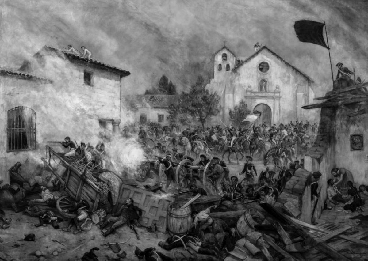 1817 الجيش الوطني الأرجنتيني-التشيلي، بعد عبور الإنديز، يهزم القوات الإسبانية في معركة تشاكوبوكو.