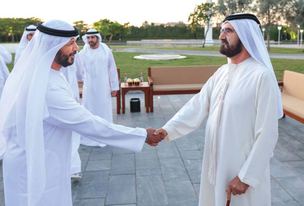  سموه مرحباً بمروان بن غليطة بحضور حمدان ومكتوم بن محمد 