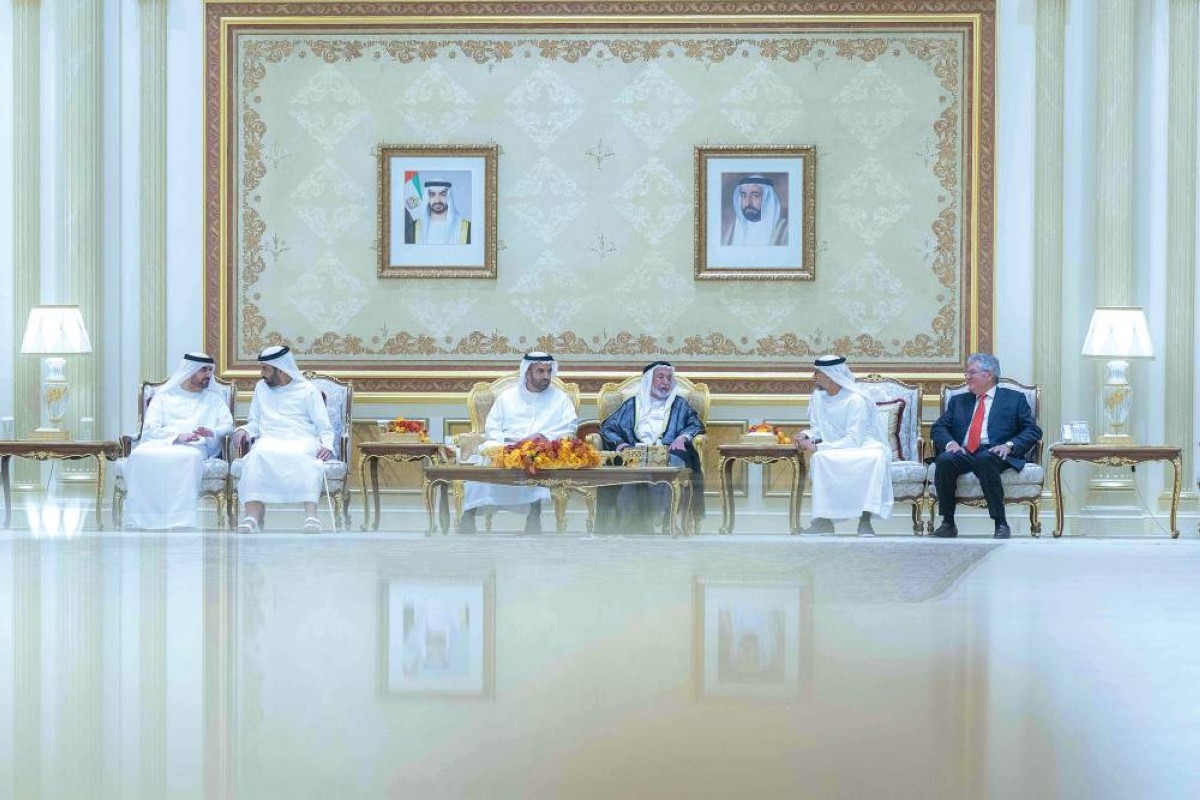 سلطان القاسمي وعبدالله بن سالم يتقبلان تهاني محمد بن سعود وأحمد بن سعود وسهيل المزروعي