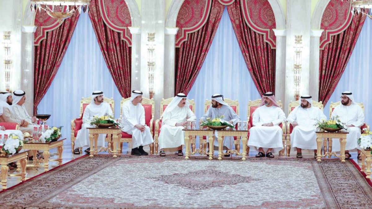 محمد بن راشد وسعود المعلا وحمدان بن محمد وعمار بن حميد ومحمد بن حمد وراشد بن سعود وهزاع بن زايد وعبدالعزيز بن حميد وحميد المعلا