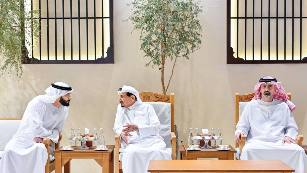  حميد النعيمي وعمار بن حميد يتقبلان تهاني سالم القاسمي 
