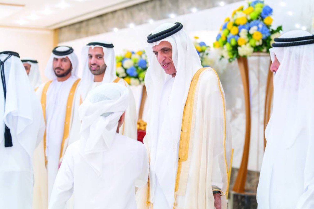  سعود بن صقر ومحمد بن سعود خلال استقبال المهنئين