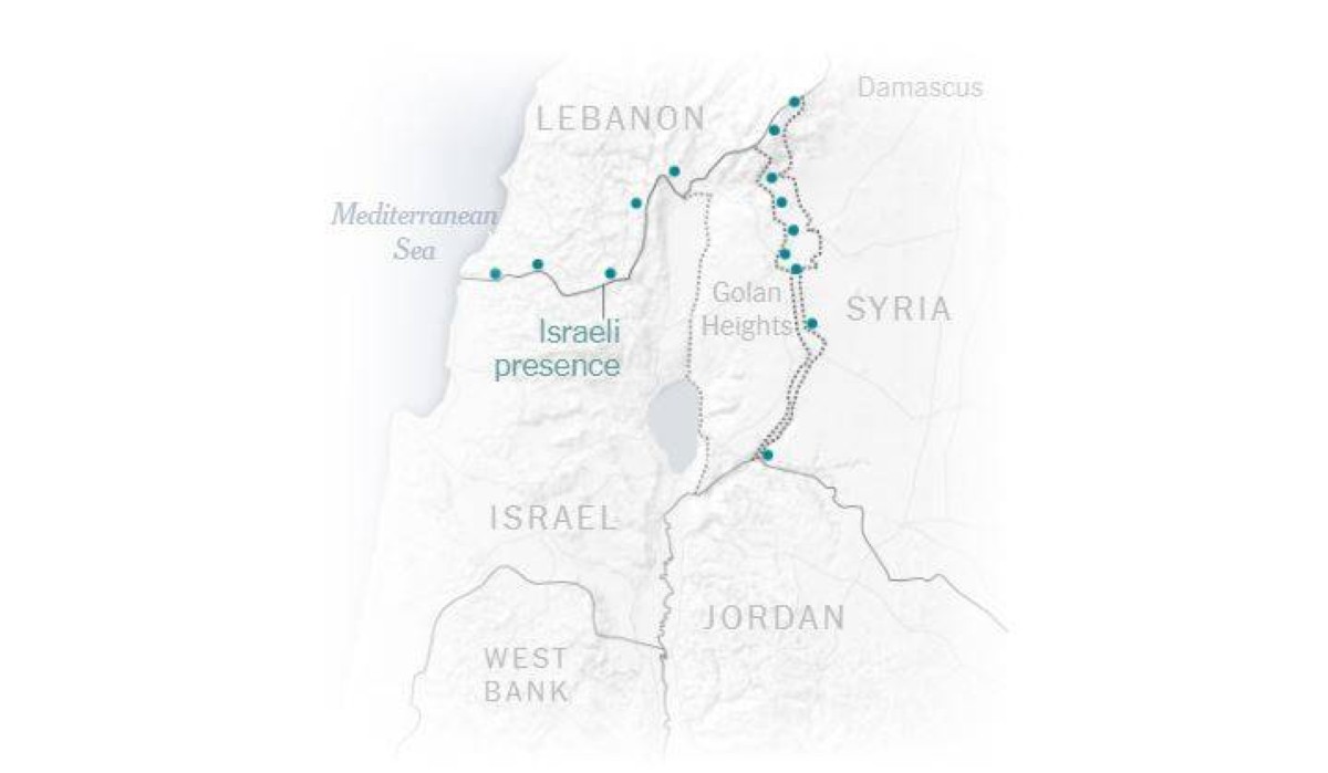 نقاط توضح مواقع تشييد إسرائيل البنية التحتية العسكرية في الأراضي السورية واللبنانية 