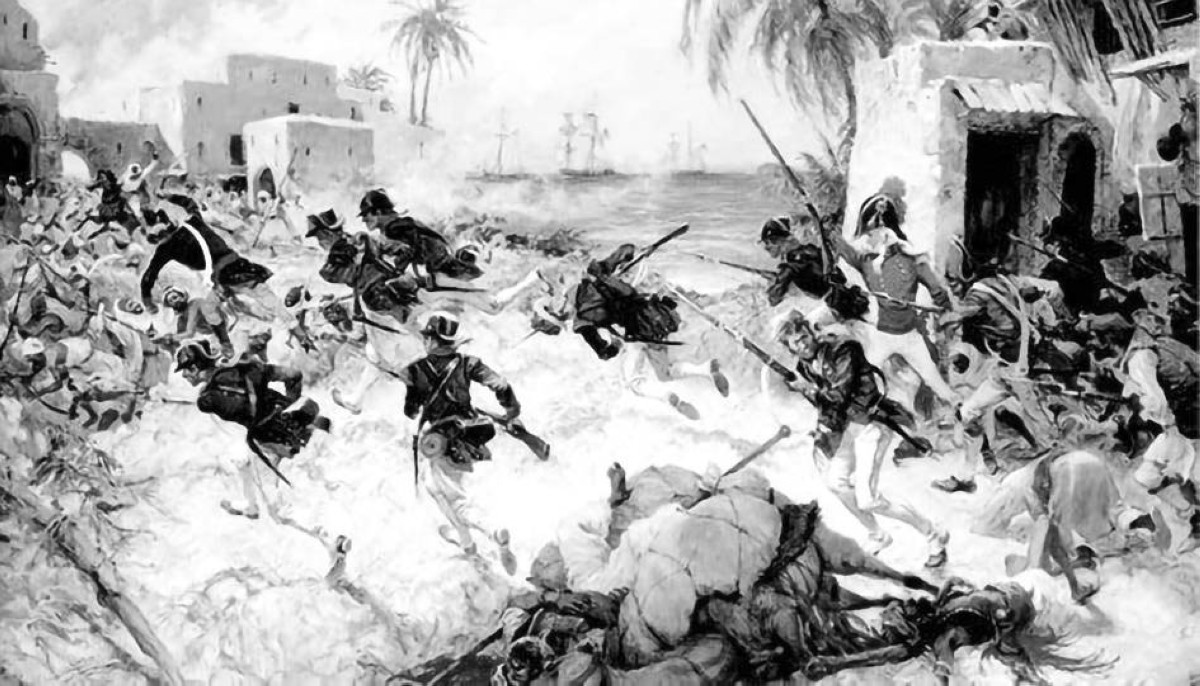 1805  البحرية الأمريكية تحتل درنة الليبية في حربها ضد والي طرابلس يوسف باشا القره مانلي