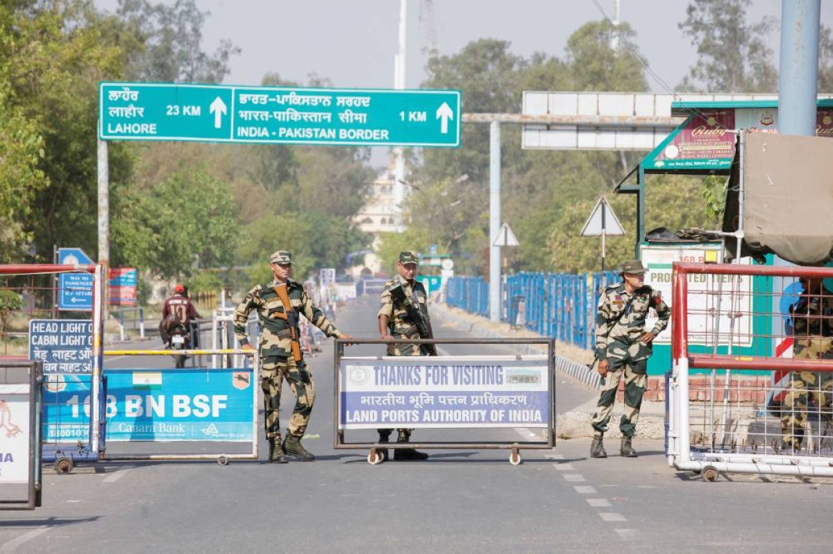 جنود هنود على معبر أتاري-واجاه الحدودي مع باكستان