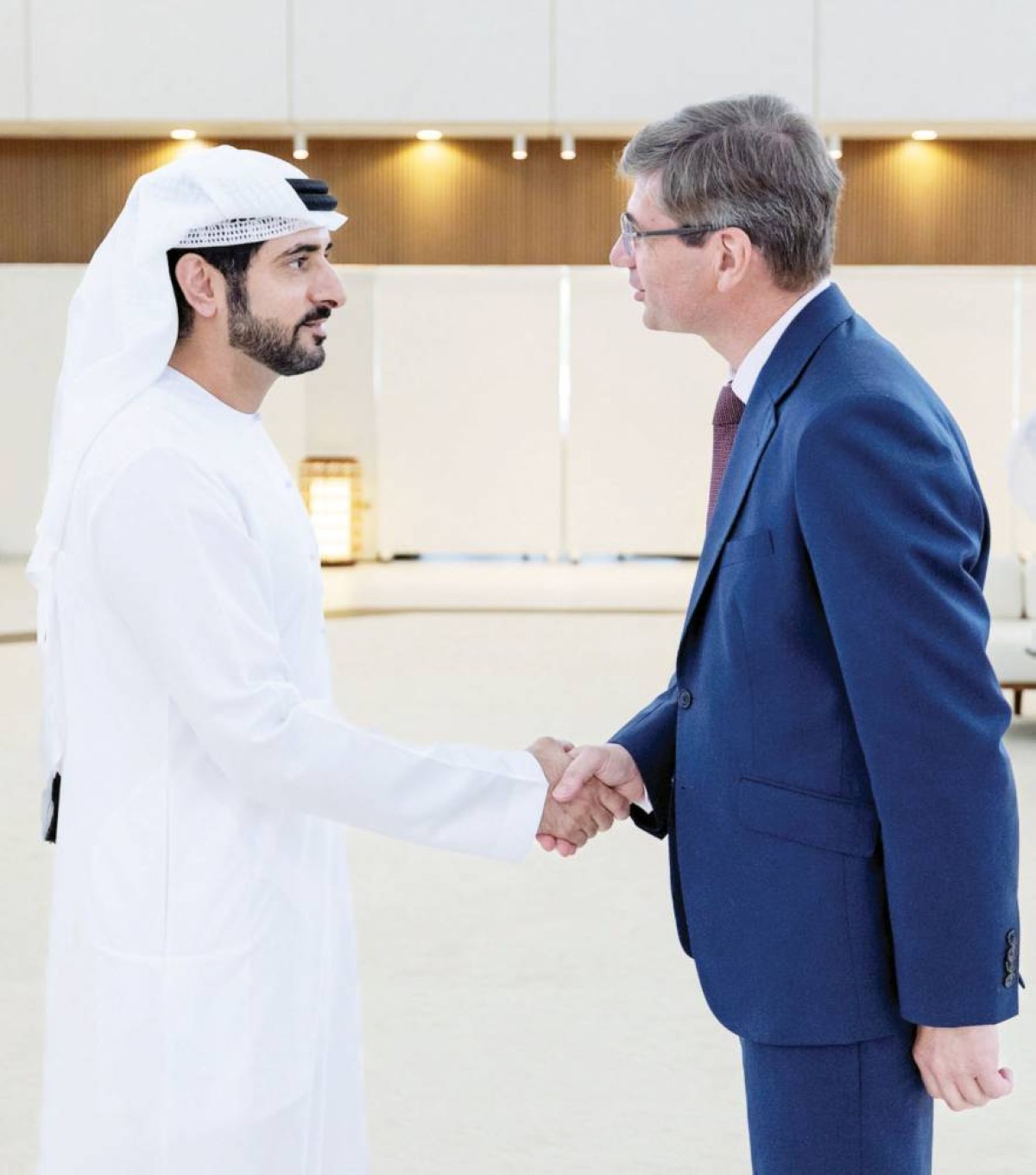 حمدان بن محمد مصافحاًً السفير الفرنسي نيكولا نيمتشينو