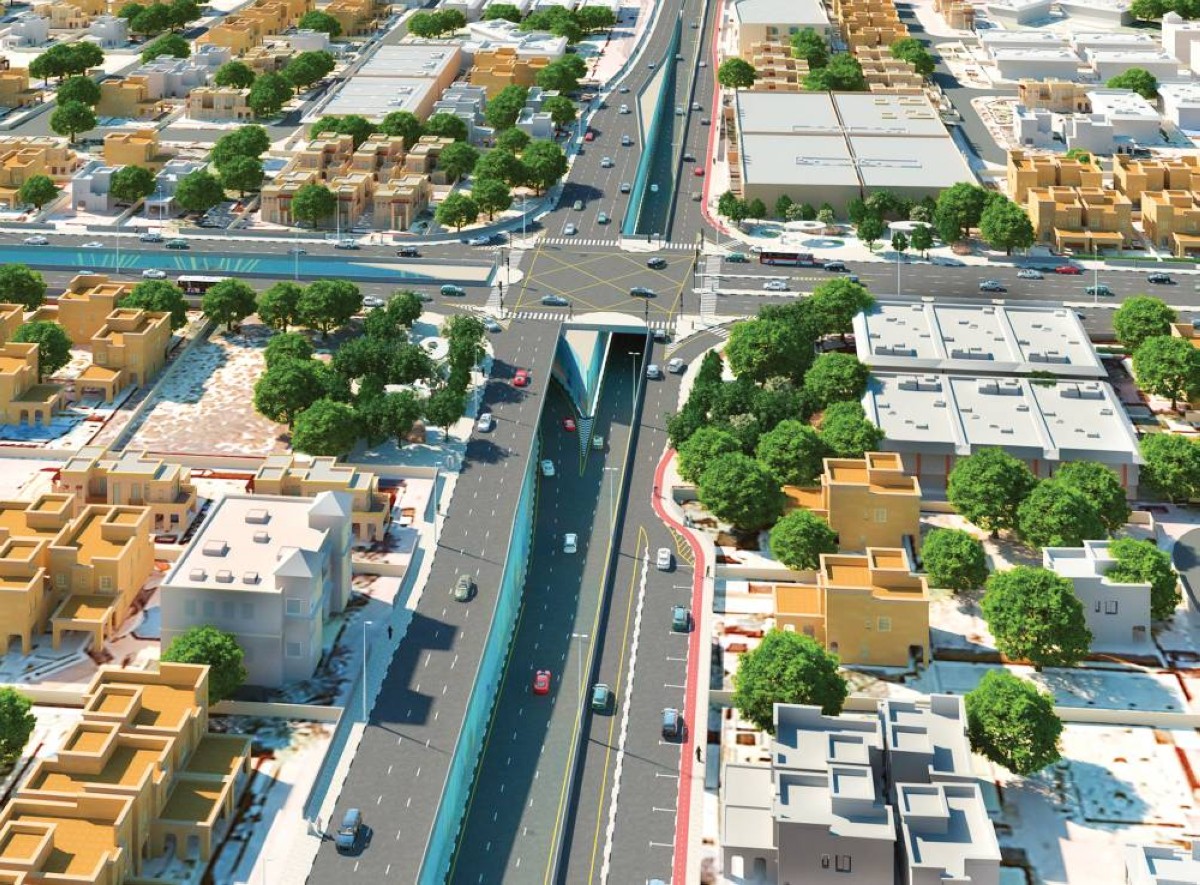 تنفيذ نفق باتجاه واحد على تقاطع شارع الوصل مع شارع المنارة بسعة ثلاثة مسارات