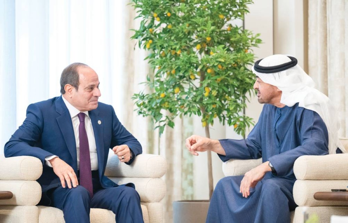  محمد بن زايد وعبدالفتاح السيسي خلال المباحثات 