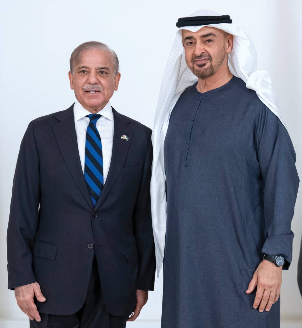 محمد بن زايد أثناء لقائه محمد شهباز شريف