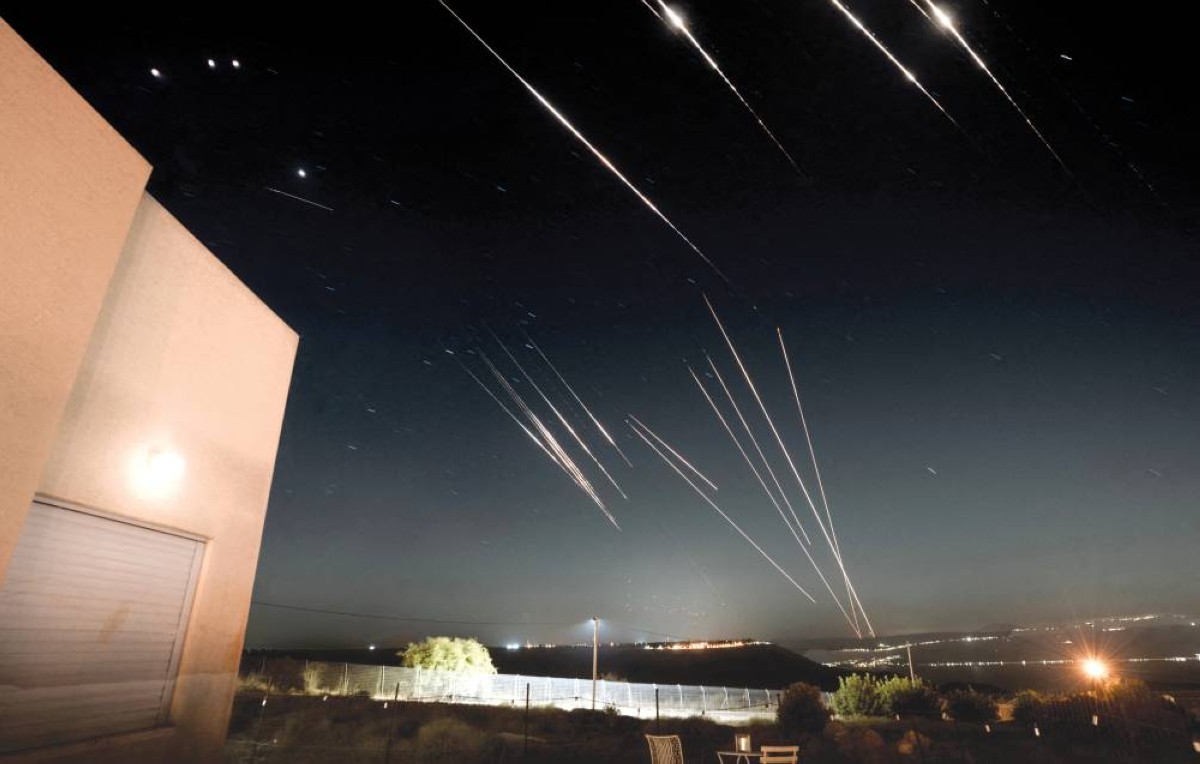 محاولات اعتراض للصواريخ الإيرانية كما شوهدت من الجولان