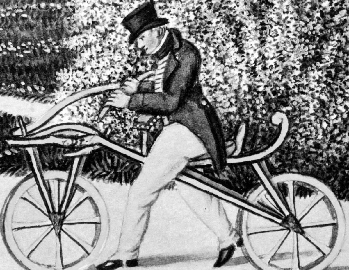 1818  المخترع الألماني كارل درايس يحصل على تسجيل براءة اختراع الدراجة الهوائية.