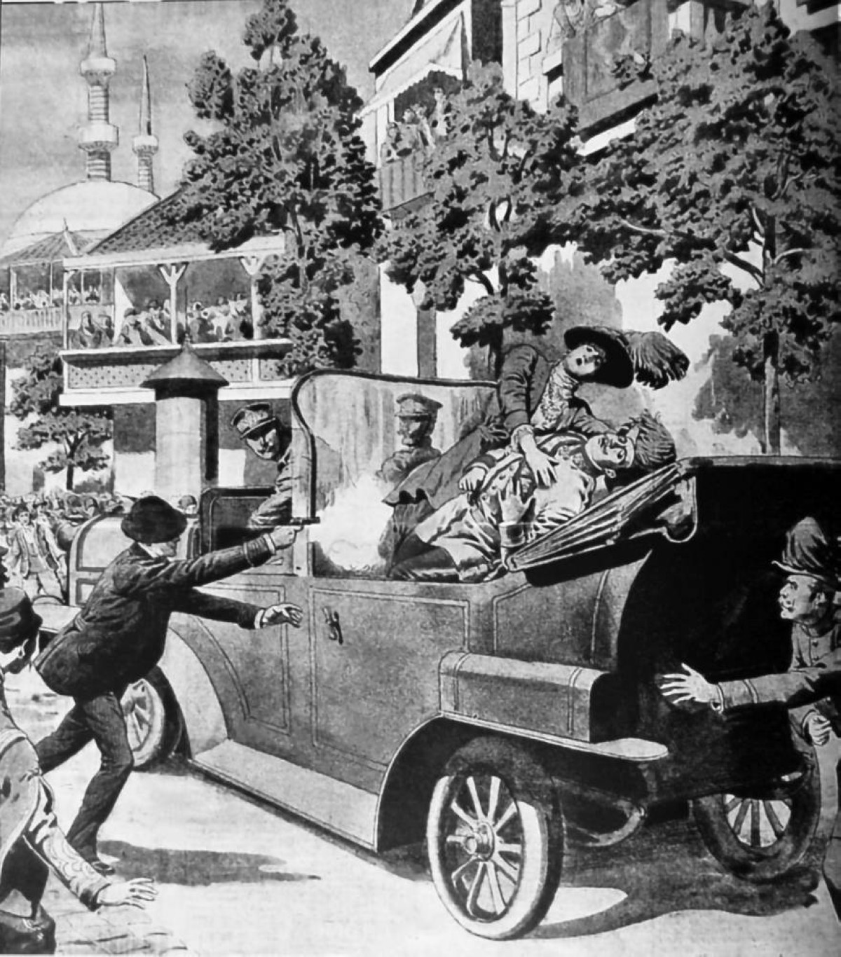 1914  اغتيال الأمير النمساوي فرانس فرديناند الذي أشعل فتيل الحرب العالمية الأولى.