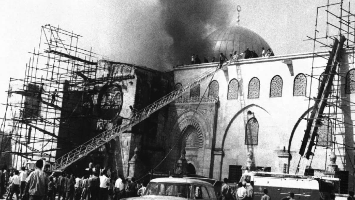 1969  إحراق المسجد الأقصى على يد مايكل دينس روهان.