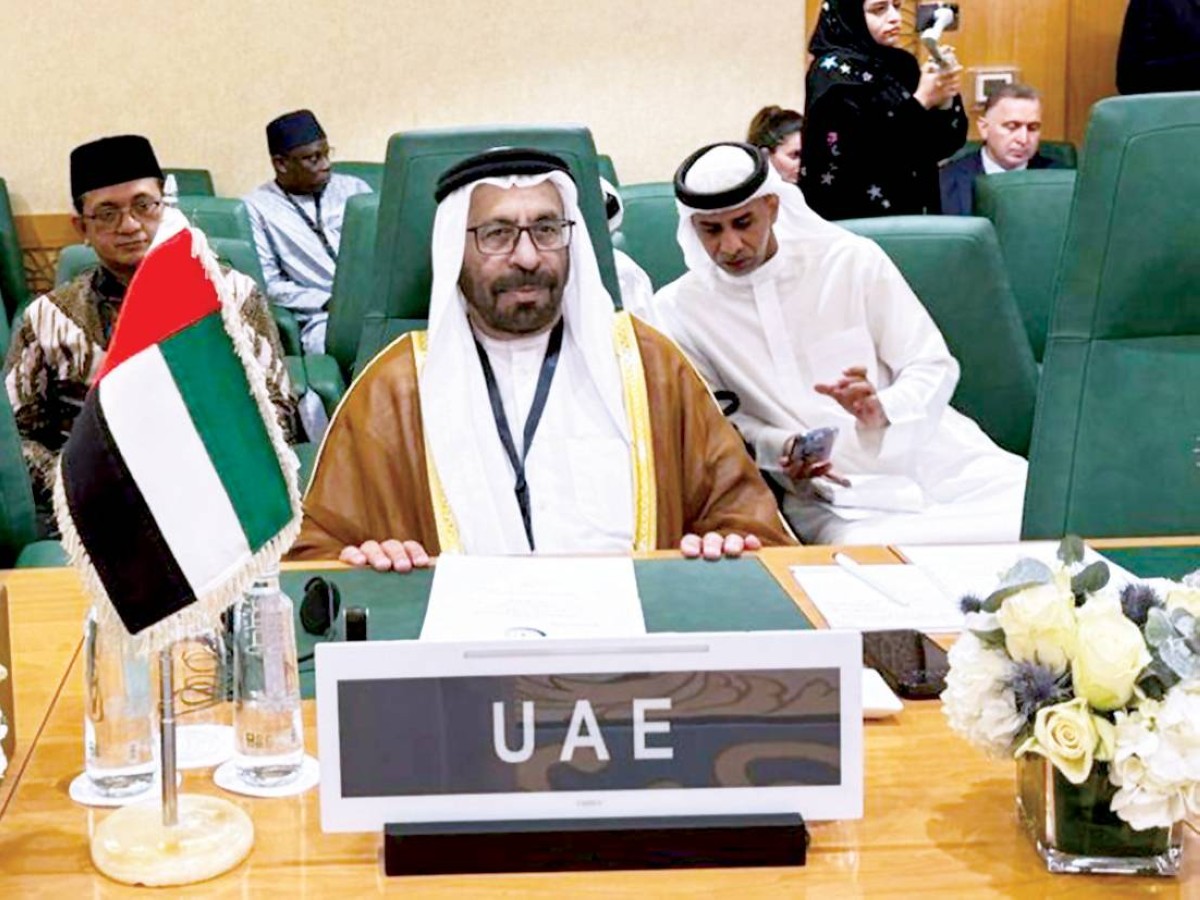 خليفة المرر خلال مشاركته في الاجتماع الوزاري لـ«التعاون الإسلامي» بجدة 