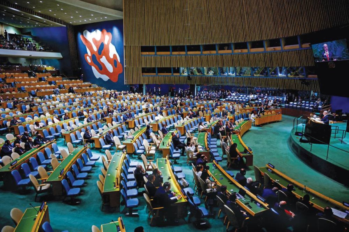 نتانياهو خلال كلمته أمام الجمعية العامة بعد خروج مندوبي عدد من الدول