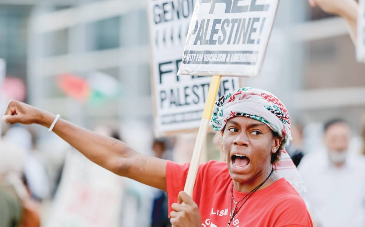 متظاهرون في احتجاج «انهضوا من أجل غزة» في أتلانتا بالولايات المتحدة 