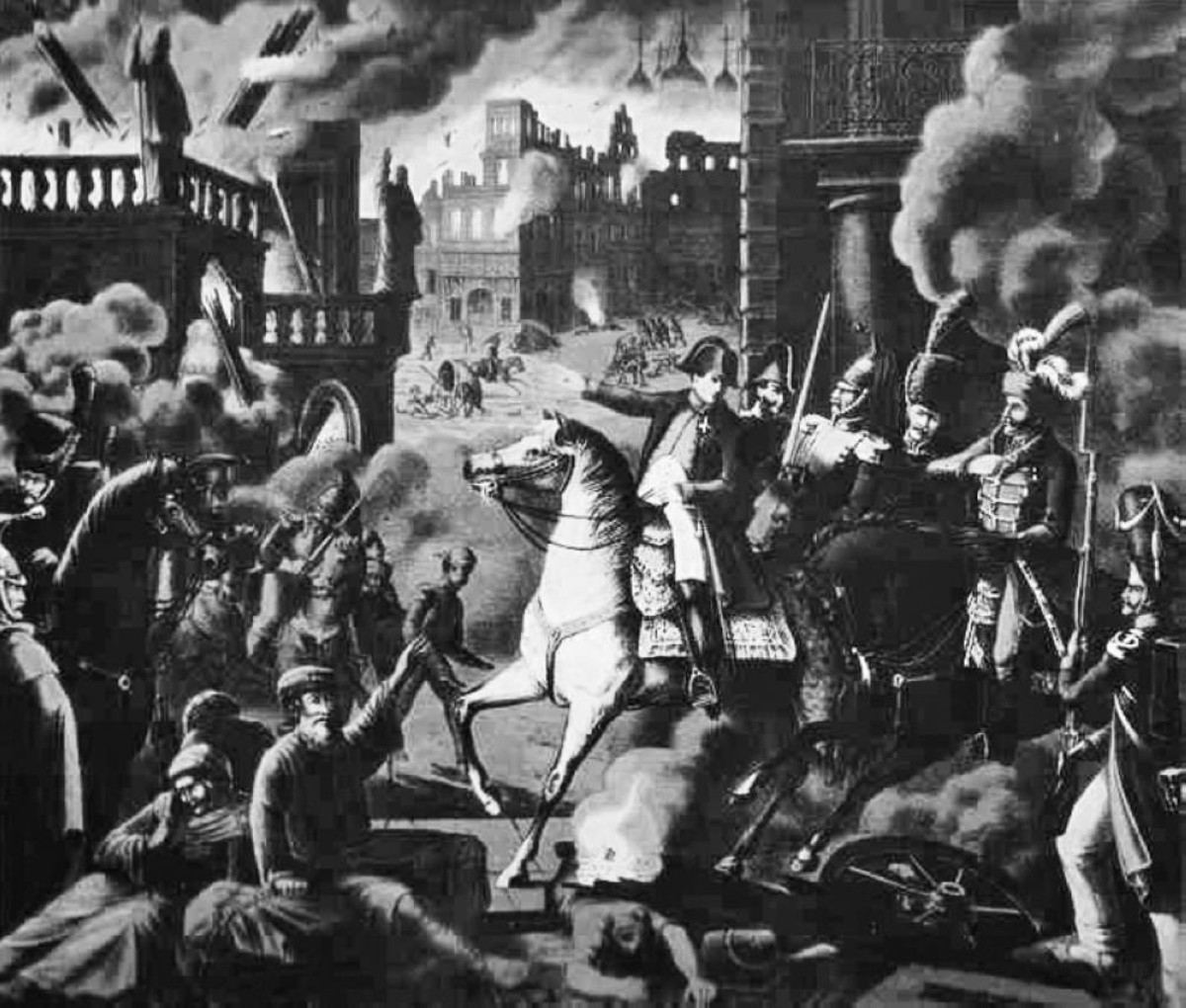 1812 تراجع نابليون بونابرت عن موسكو بعدما تعذّر عليه احتلالها
