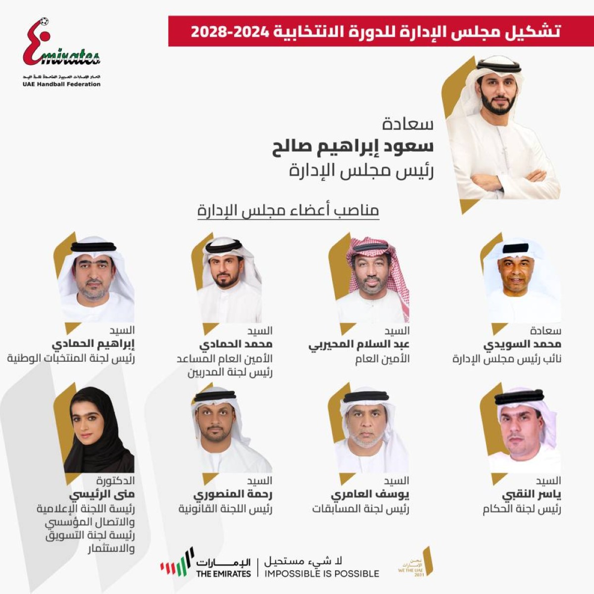 كما انفردت «البيان» بتوزيع الحقائب الإدارية لاتحاد اليد.. السويدي نائباً والمحيربي أميناً عاماً