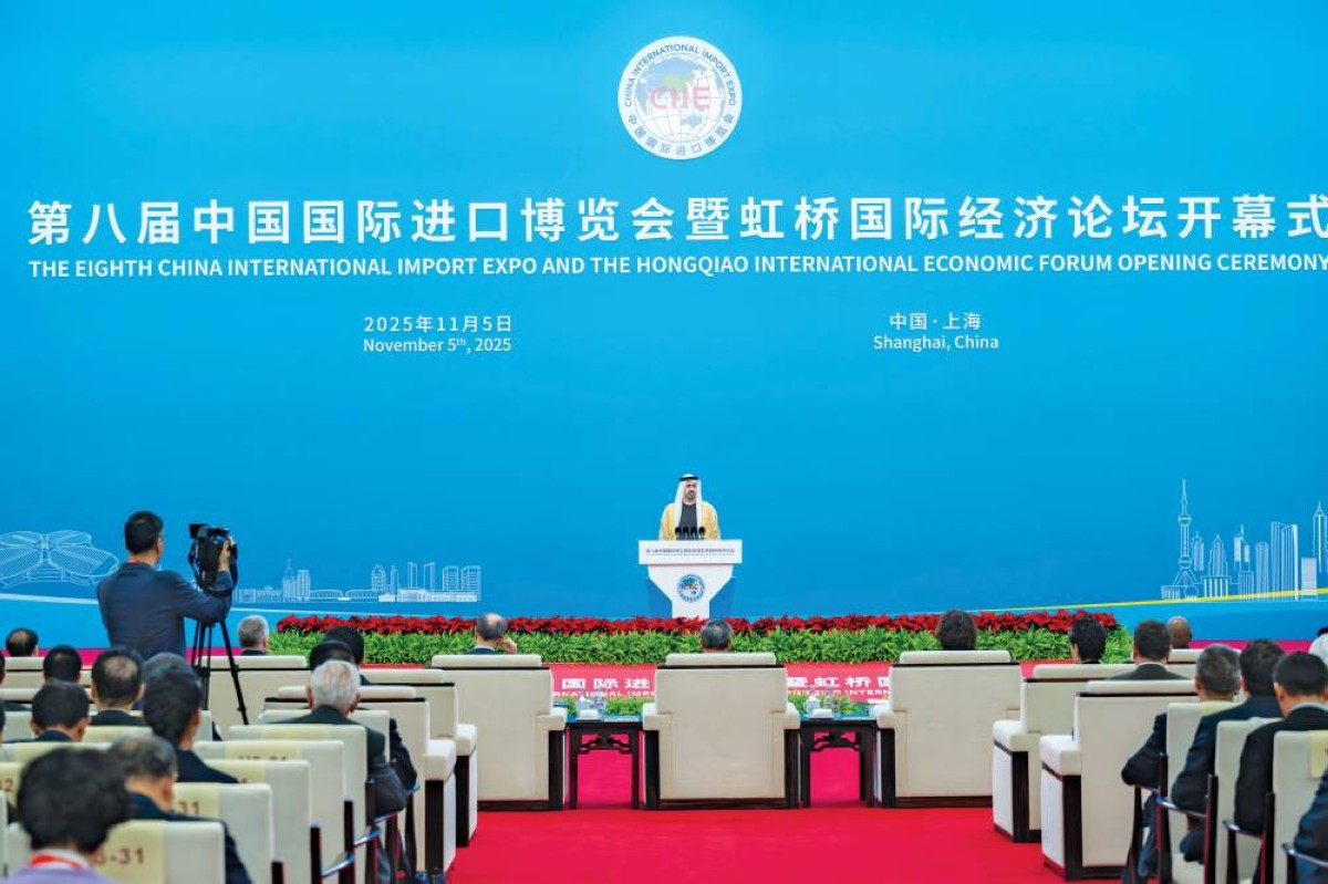 ذياب بن محمد يلقي كلمته خلال افتتاح المعرض في شنغهاي