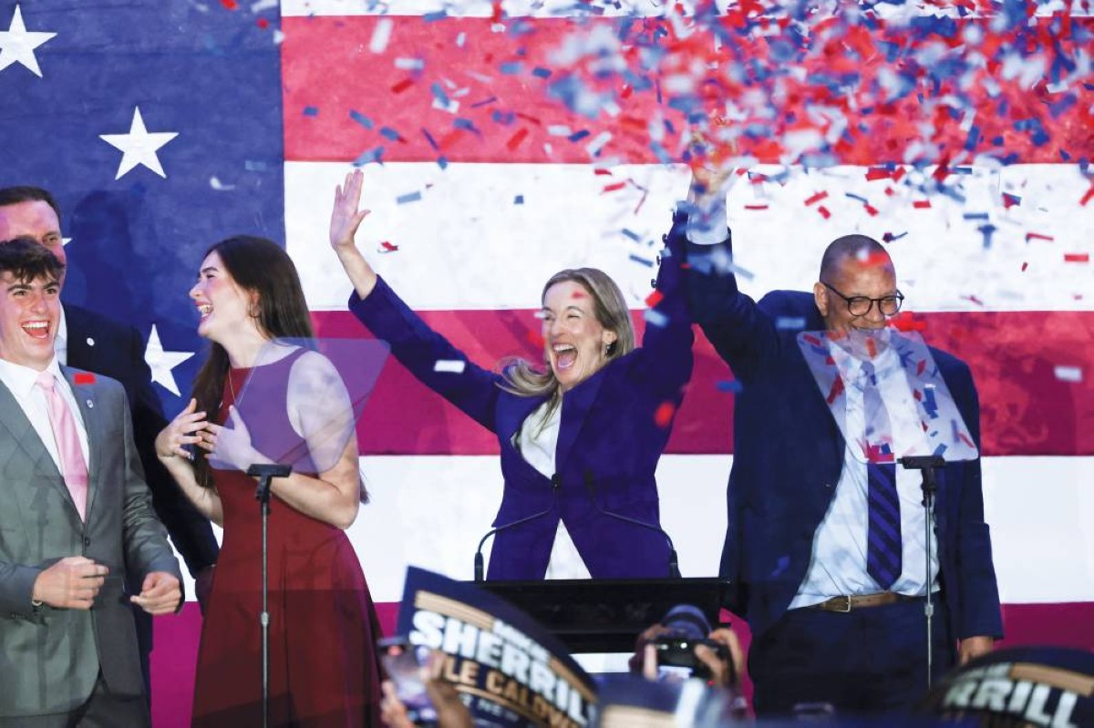 الديمقراطية ميكي شيريل بعد إعلان فوزها بمنصب حاكم ولاية نيوجيرسي