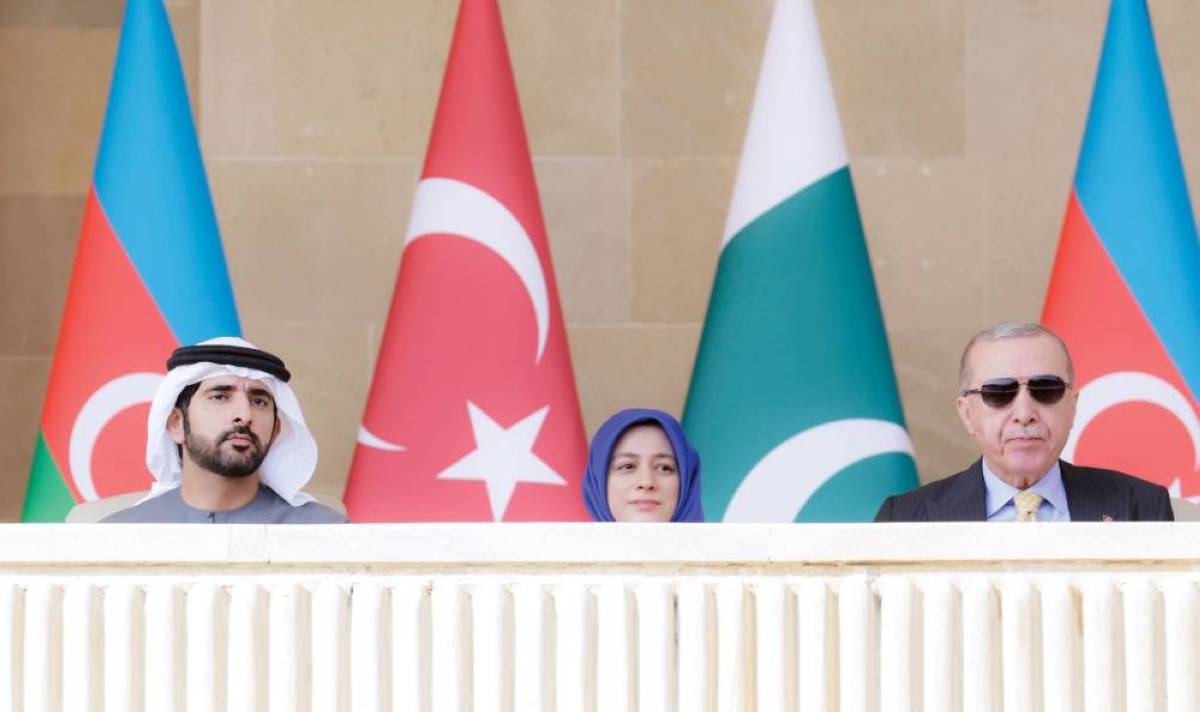  حمدان بن محمد ورجب طيب أردوغان خلال الحفل  